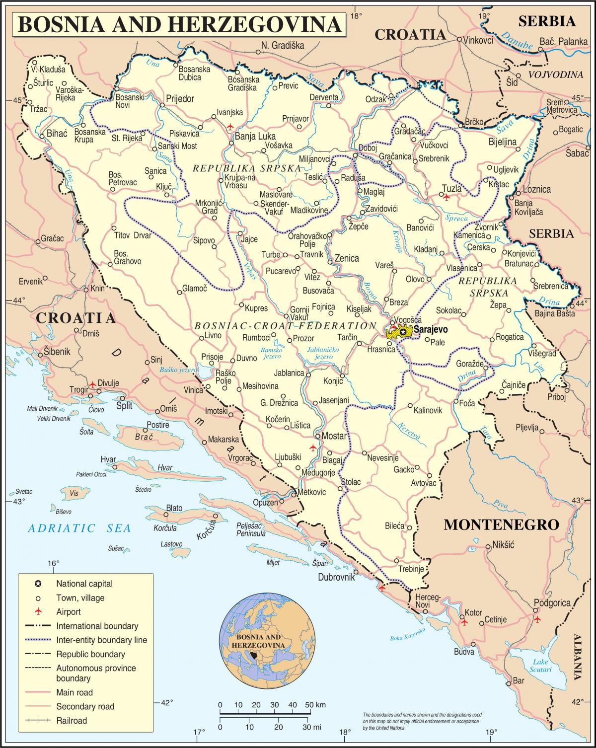 خريطة البوسنة السياحي