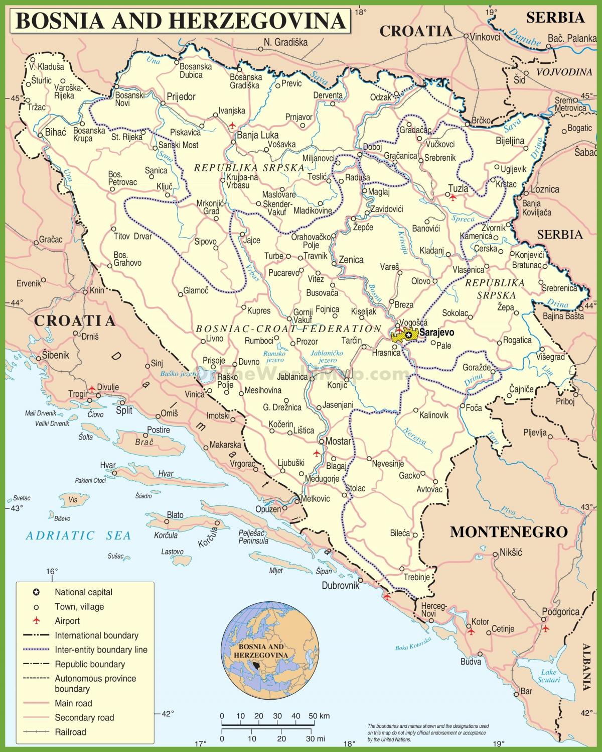 خريطة البوسنة الطريق
